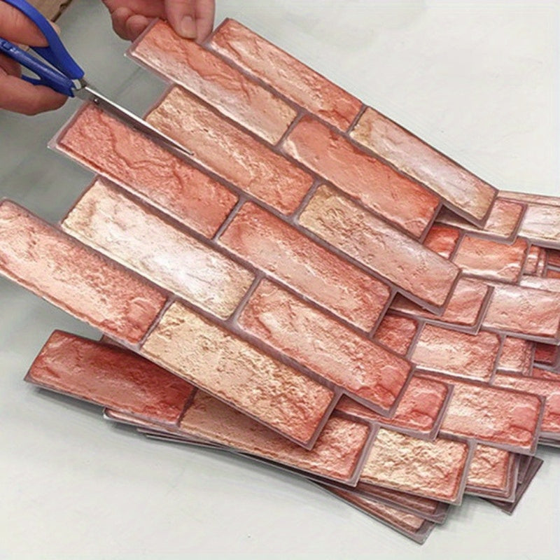 10 Panneaux Muraux Briques Rouges