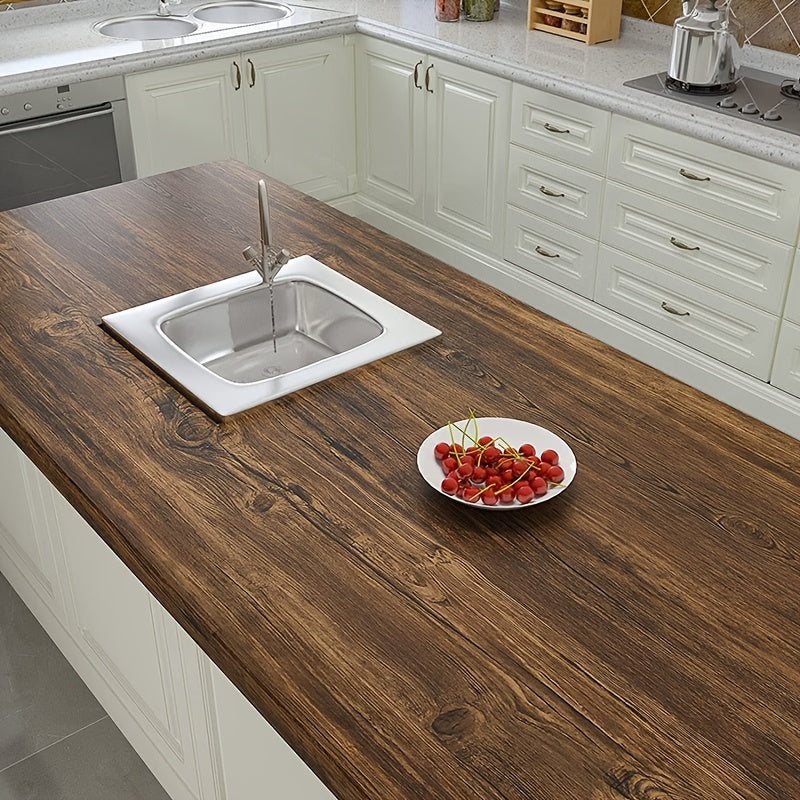 Sticker meuble auto-adhésif effet bois foncé