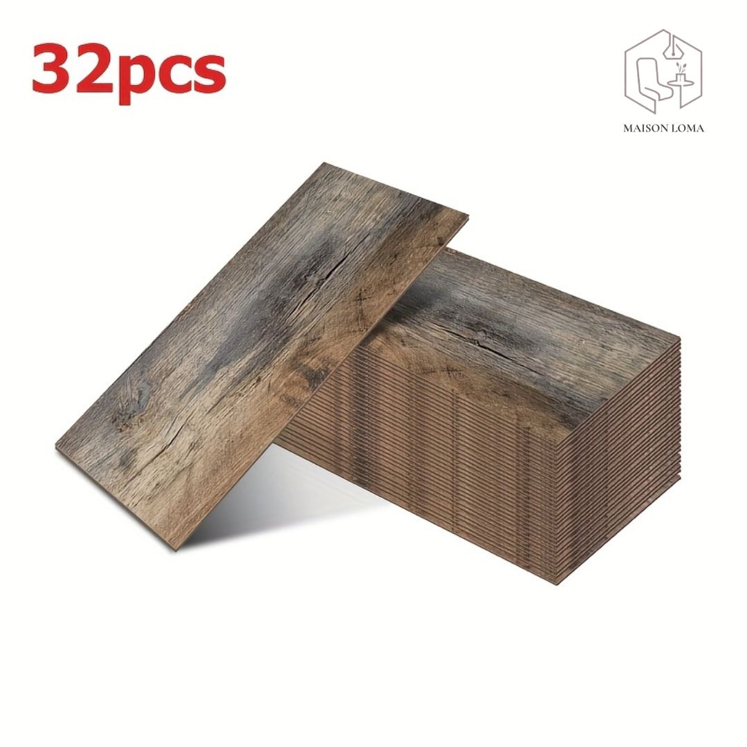 Lot de 32 dalles adhésives effet bois – 45 x 15 cm