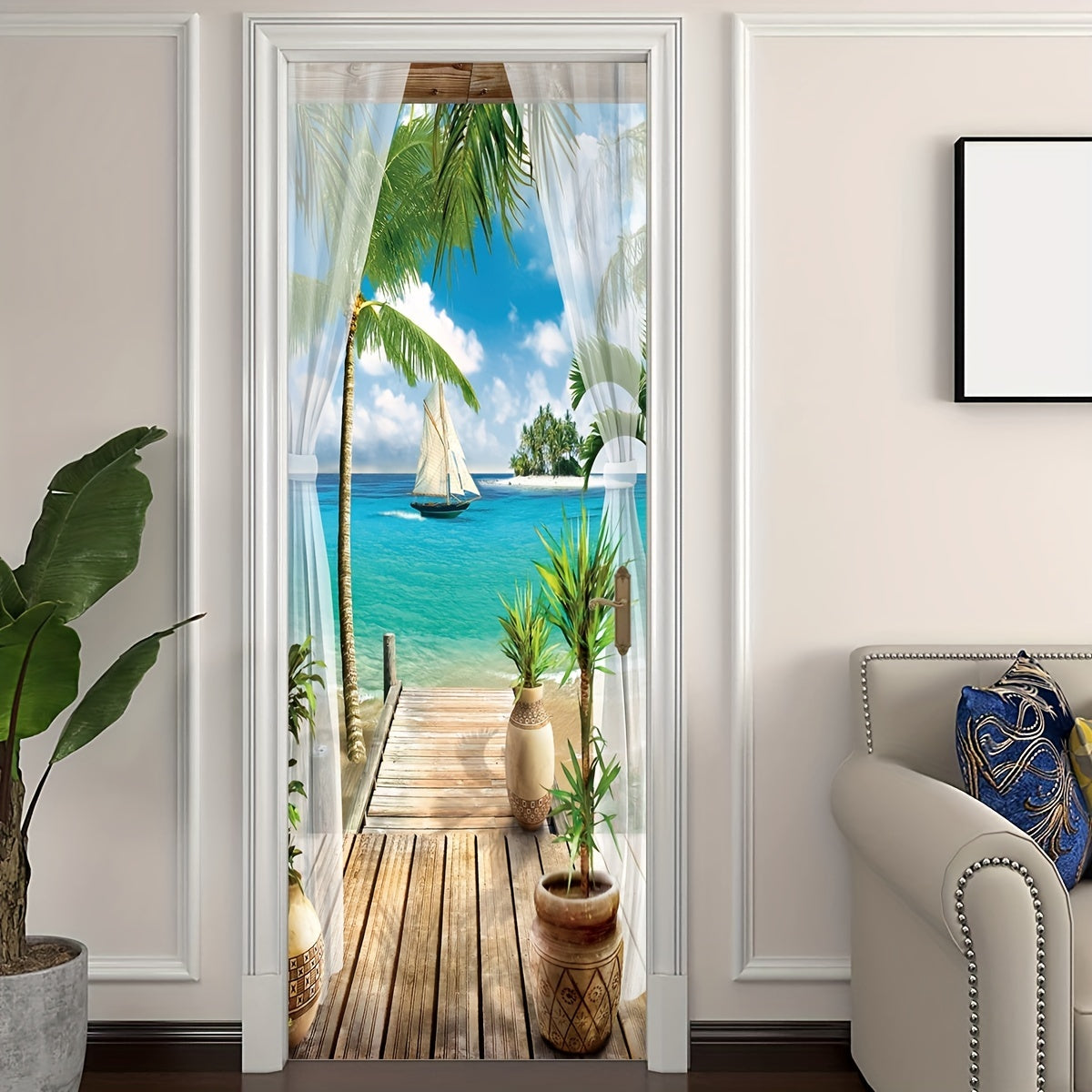 Sticker Porte Plage Tropicale