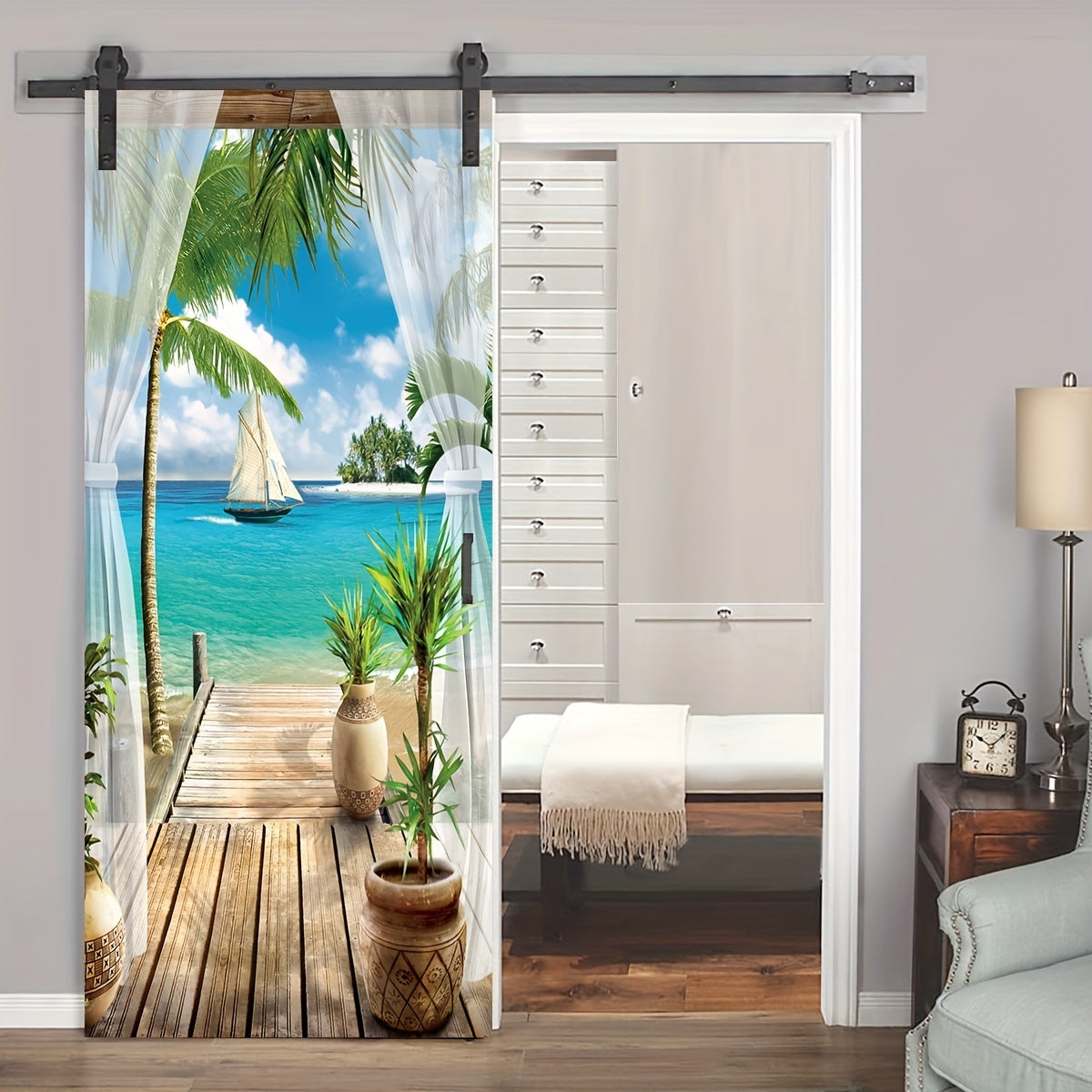 Sticker Porte Plage Tropicale