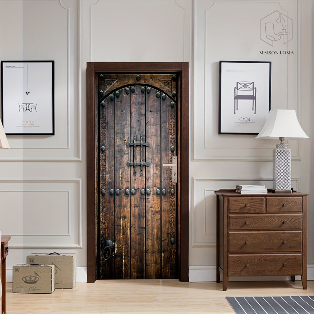 Sticker de Porte Rétro Bois