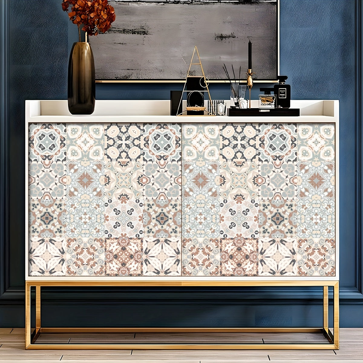 Stickers carrelage géométriques beige & marron