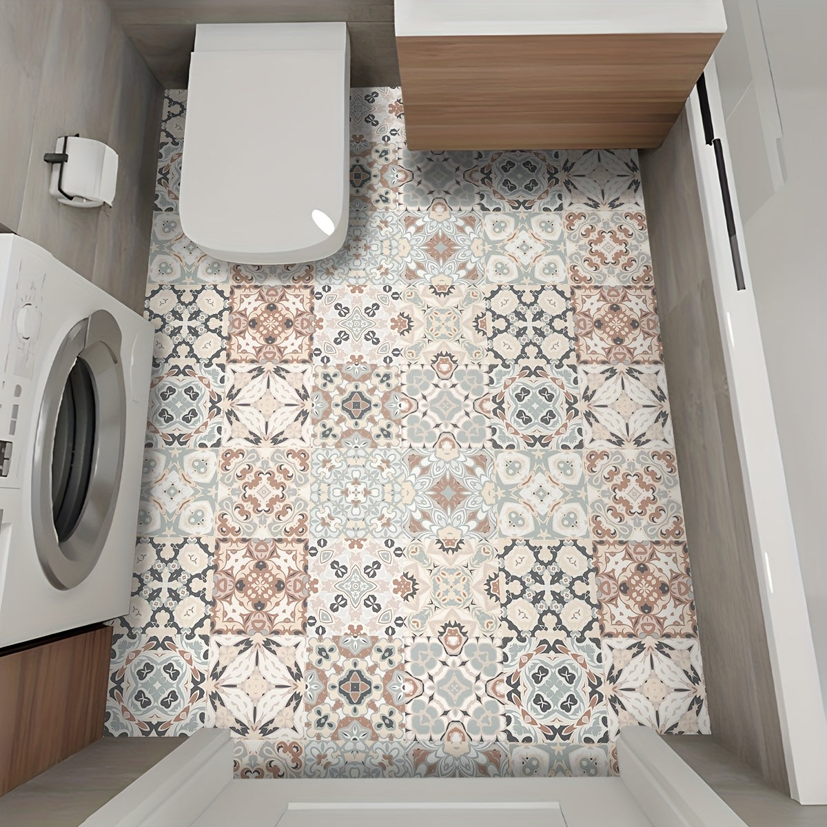 Stickers carrelage géométriques beige & marron