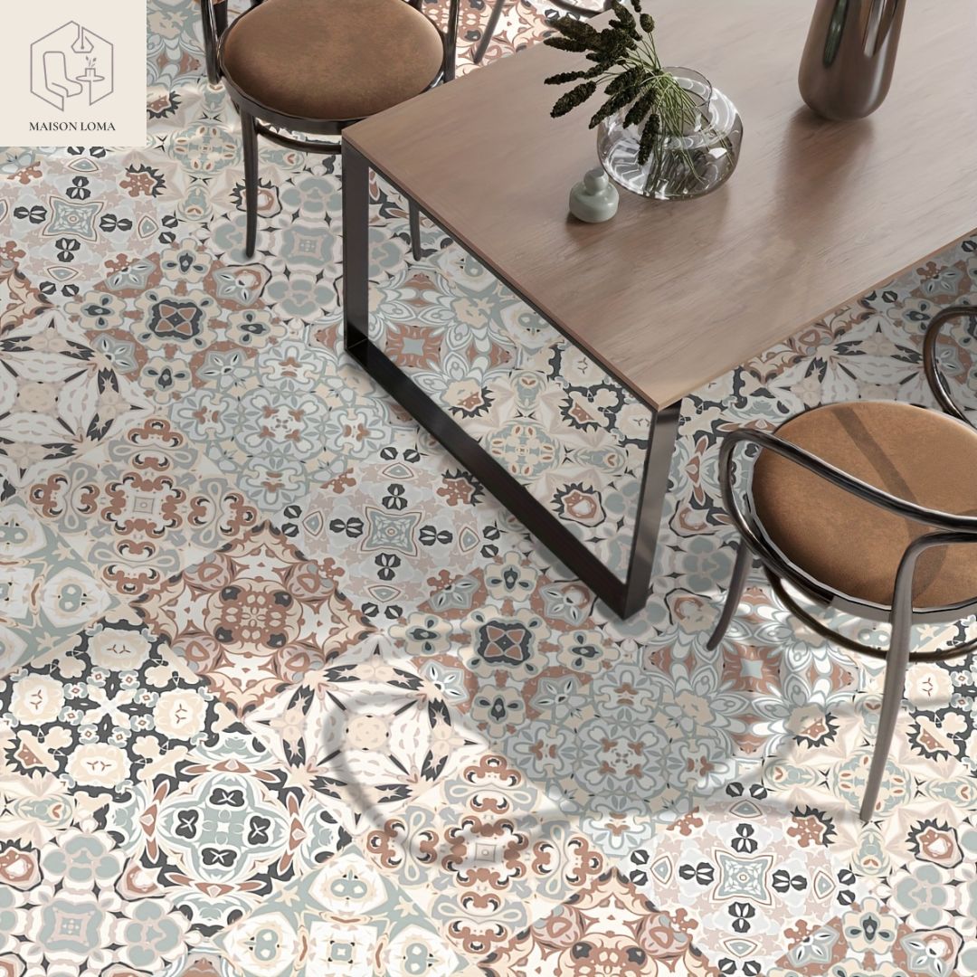 Stickers carrelage géométriques beige & marron