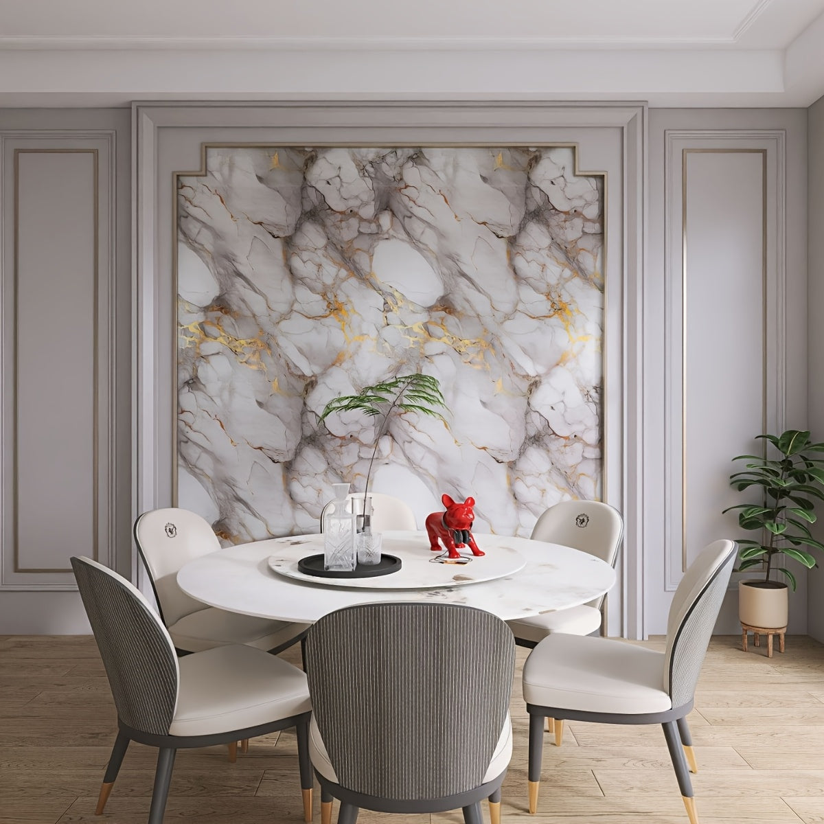 Lot de 21 Stickers Muraux Marbre & Doré