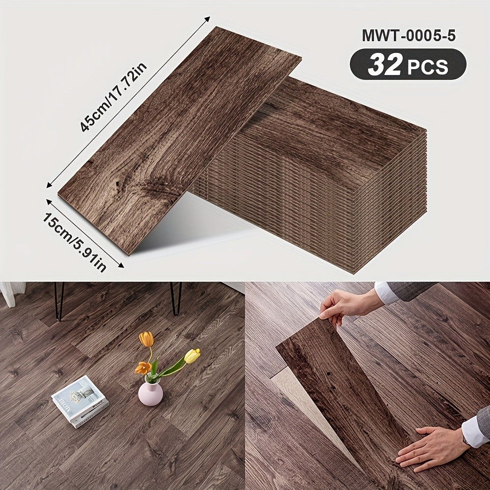 Lot de 32 dalles adhésives effet bois – 45 x 15 cm
