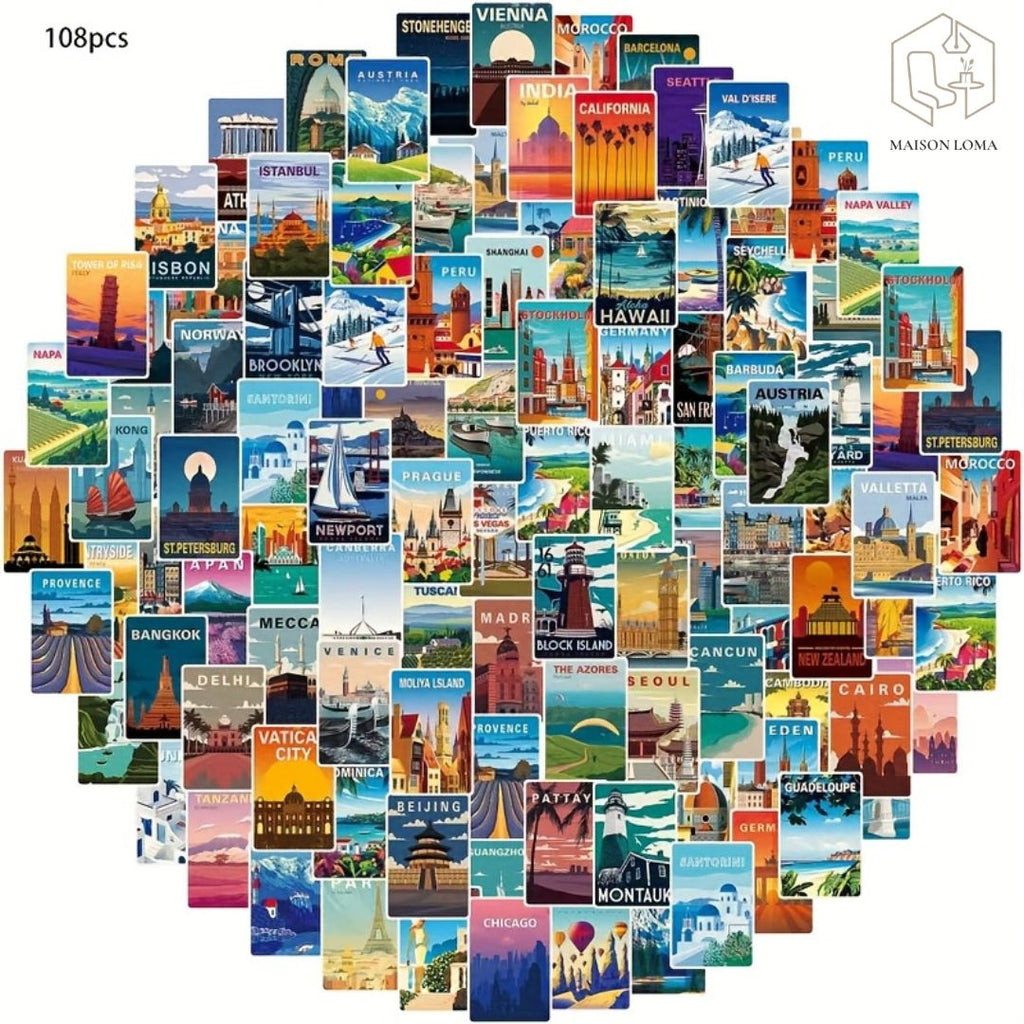 108 Stickers Vintage Voyage