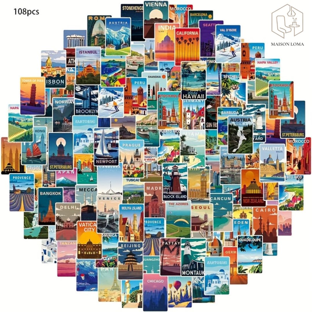 108 Stickers Vintage Voyage