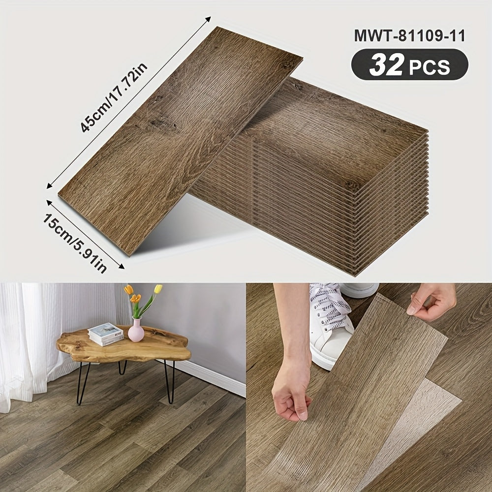 Lot de 32 dalles adhésives effet bois – 45 x 15 cm