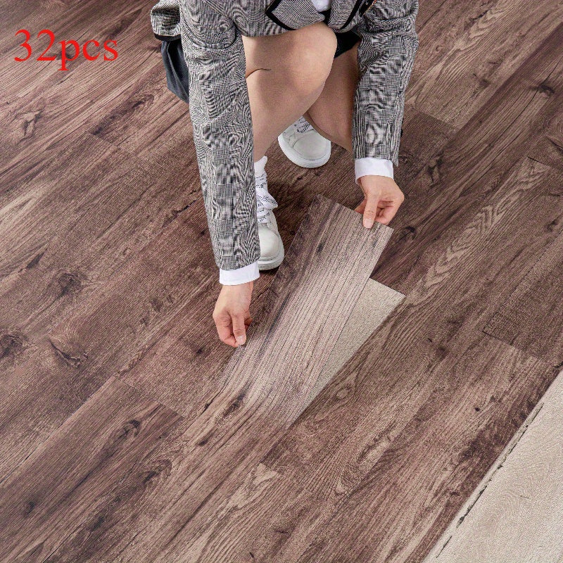 Lot de 32 dalles adhésives effet bois – 45 x 15 cm
