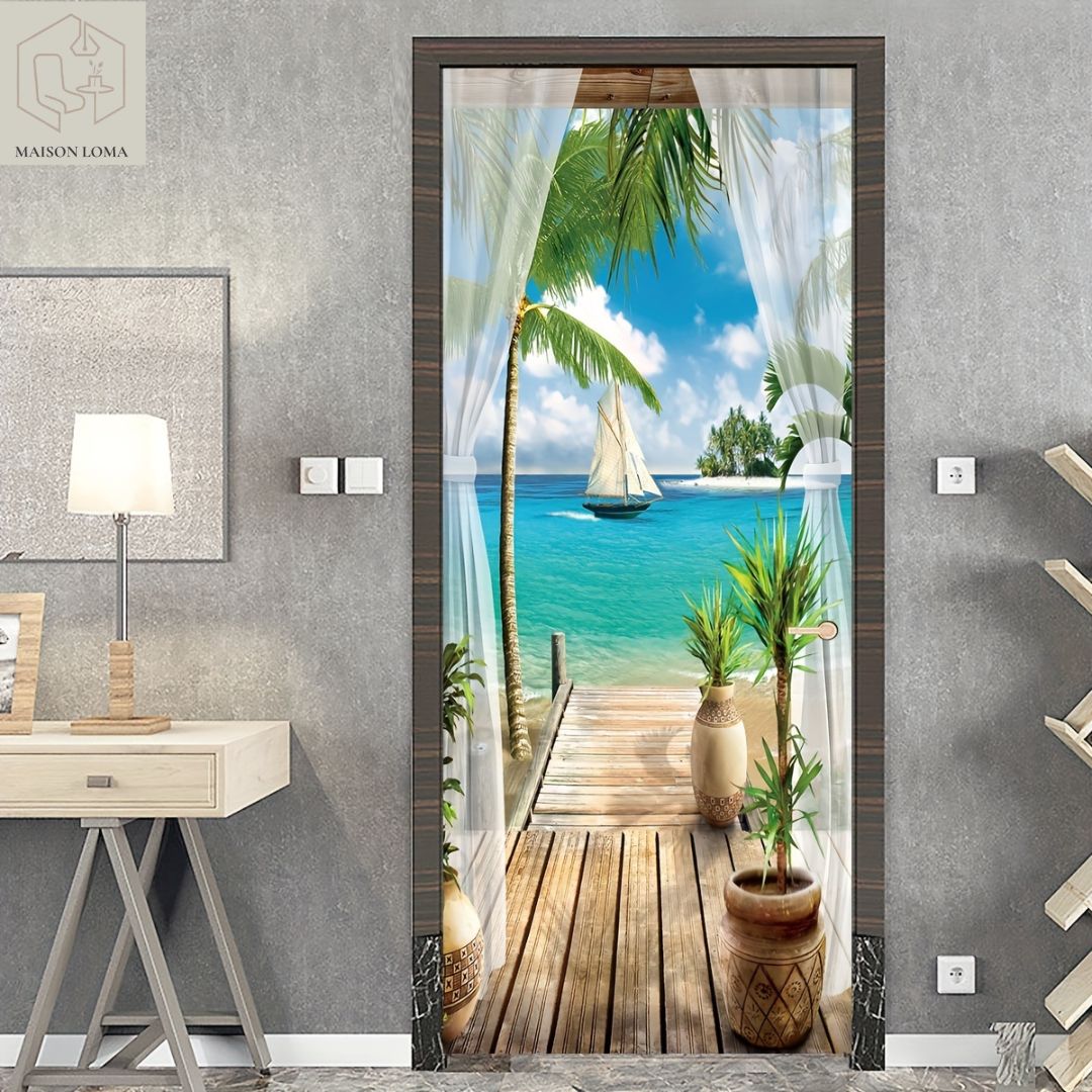 Sticker Porte Plage Tropicale