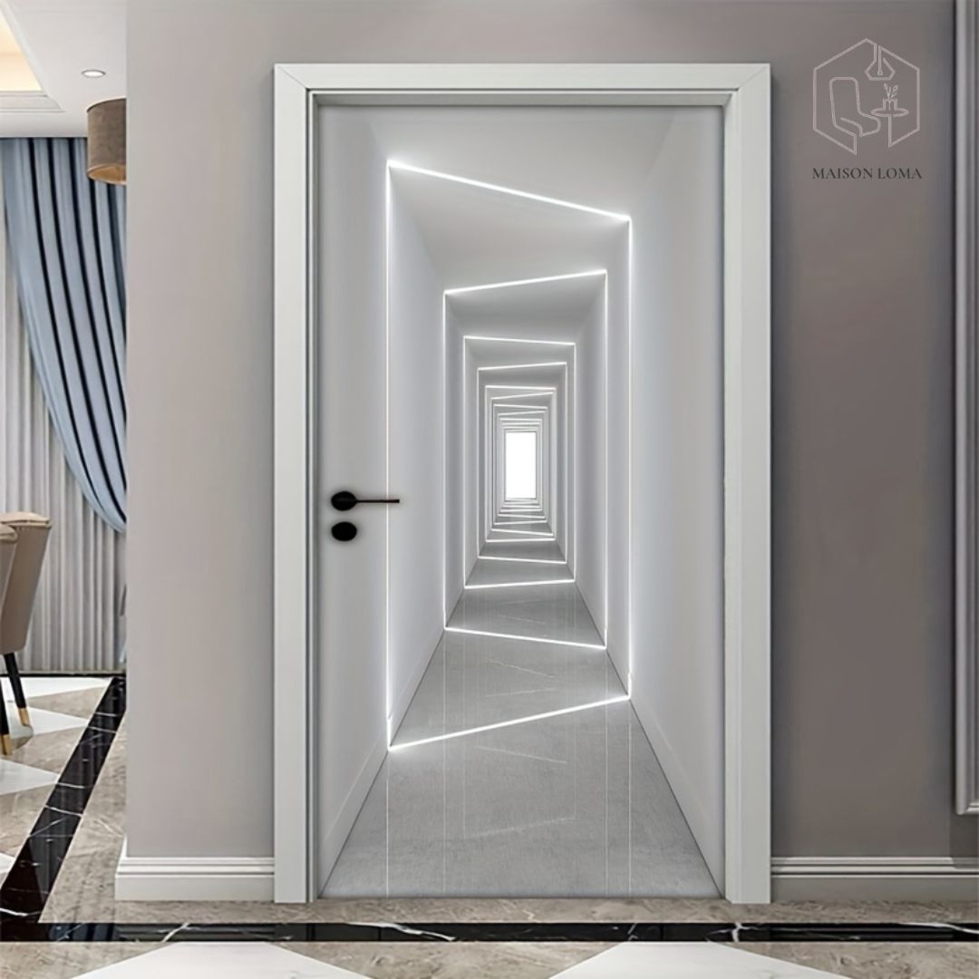 Sticker de Porte Effet Couloir Futuriste