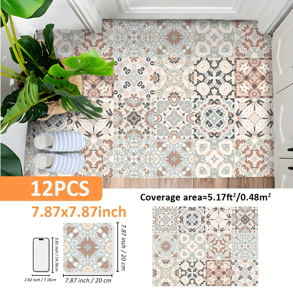 Stickers carrelage géométriques beige & marron