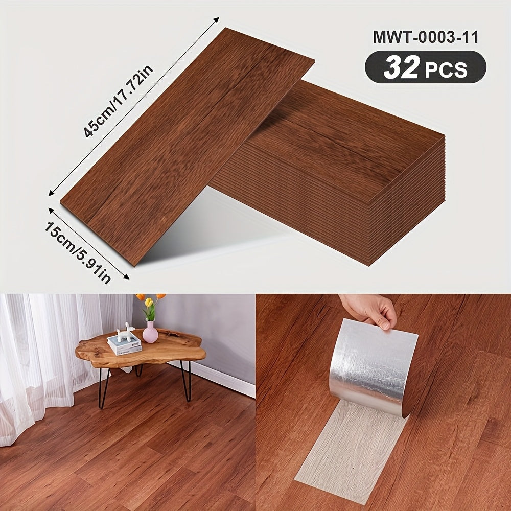 Lot de 32 dalles adhésives effet bois – 45 x 15 cm